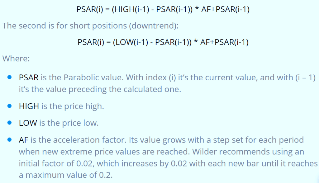 How to calculate parabolic SAR Formula 1